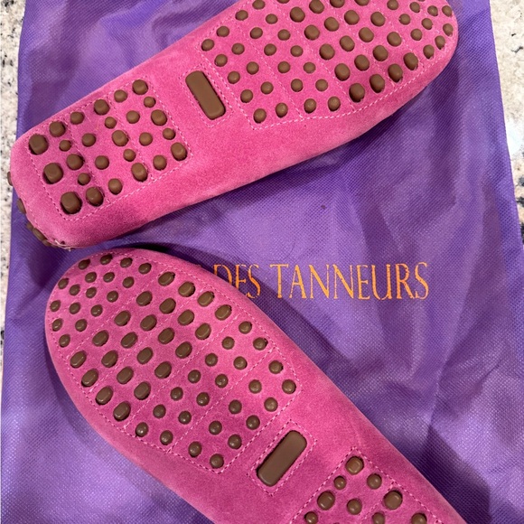 NWT Galerie des Tanneurs Pink Fuchsia Suede Loafers 38 No signs of wear - Picture 6 of 9